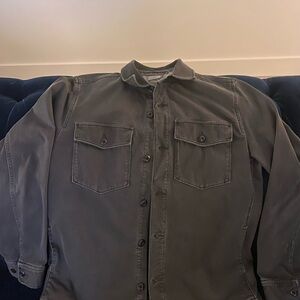 Faherty Charcoal Button-Up Shirt Jacket - L
